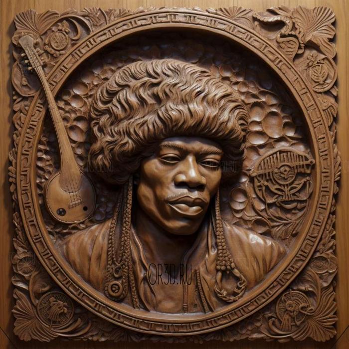 Jimmi Hendrix 3 stl model for CNC